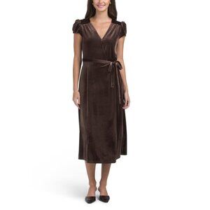 SALTWATER LUXE Brown Short Sleeve Midi Dress